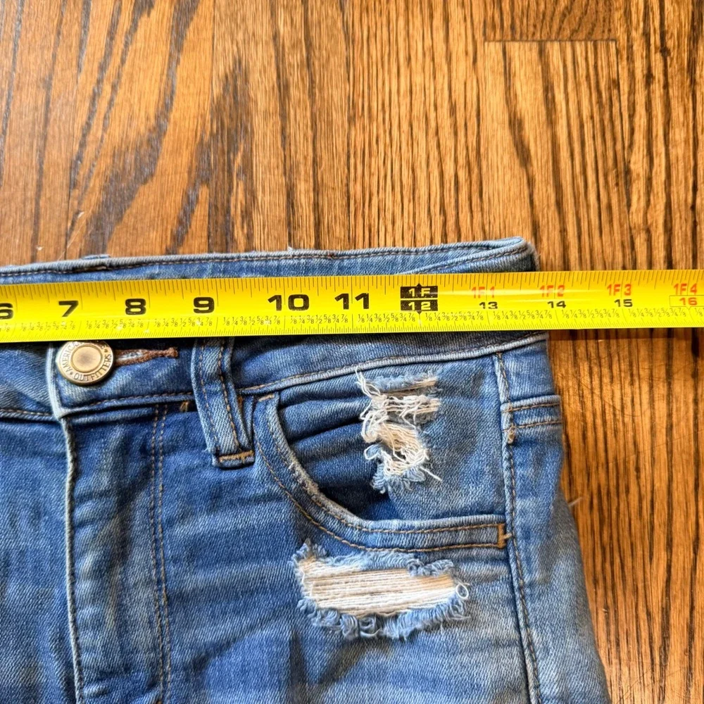 American Eagle Hi-Rise Jegging Distressed‎ Skinny Jeans 4 Medium Wash Blue